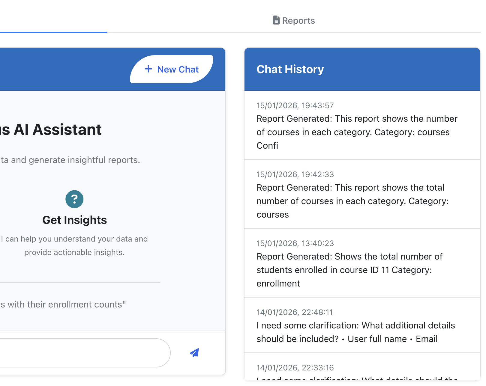 Chat History - Saved conversations and bookmarks
