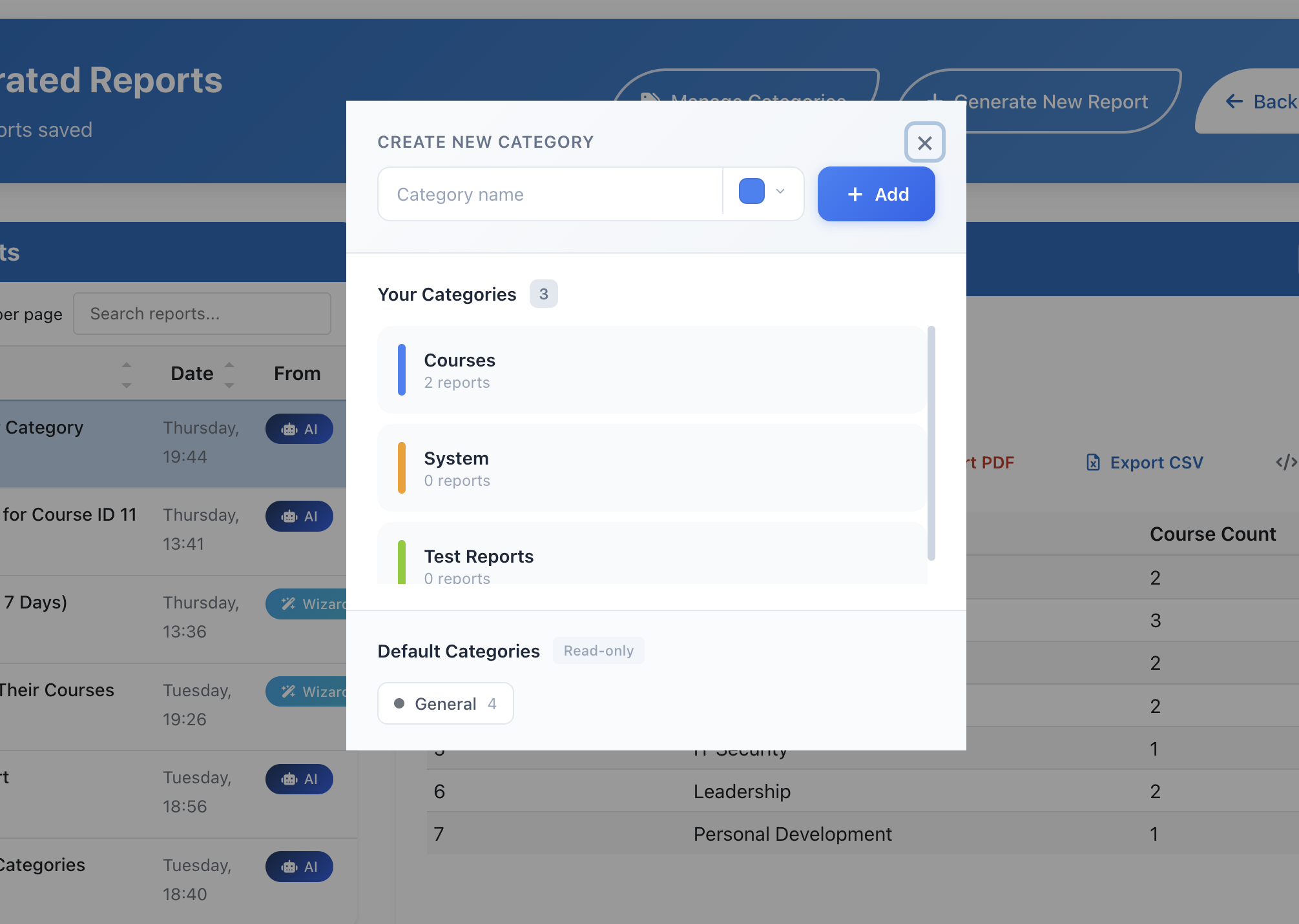 Custom Categories - Build your own report templates